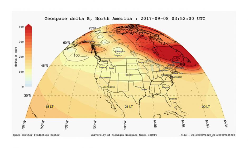 Geospace delta B North America example product