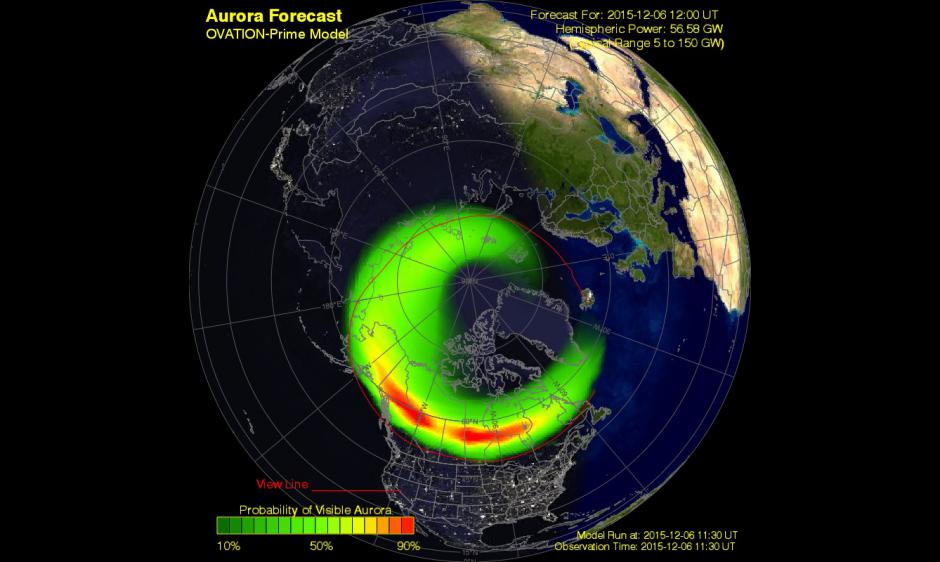 Ovation-Prime Model depiction of aurora oval