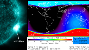 AIA 131 flare image and D-Region absorption map